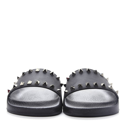 Valentino Garavani Rubber Rockstud Slide Sandals 38 Black 2 of 10