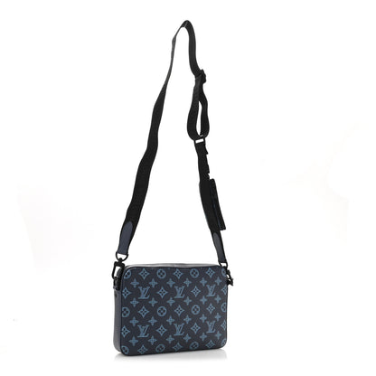 Louis Vuitton Calfskin Monogram Shadow Trio Messenger Navy River Blue 4 of 11