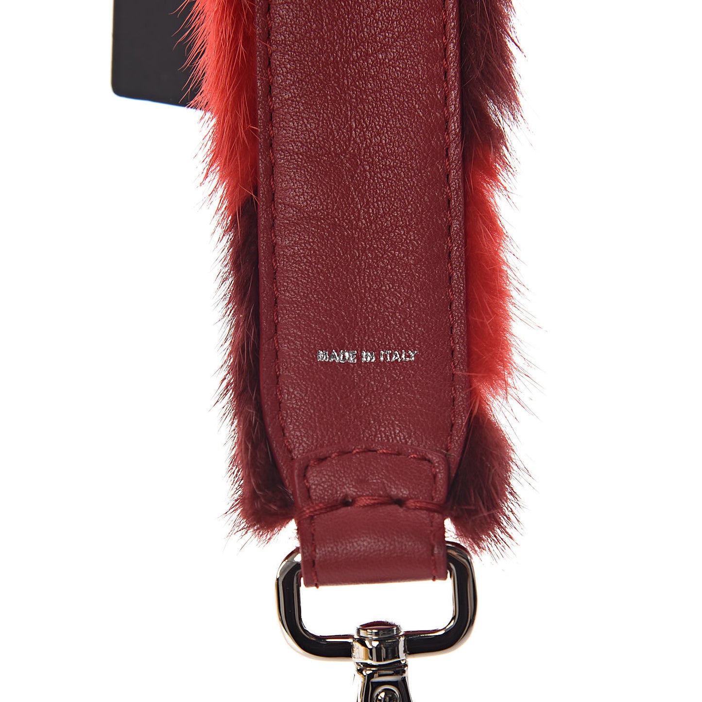 Vitello Dolce Mink Fur Pequin Mini Strap You Scarlet Cosmo Fragola