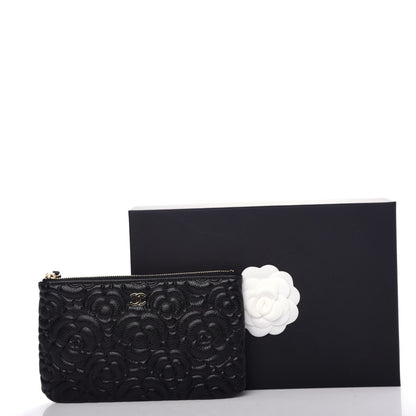 Chanel Caviar Camellia Embossed Cosmetic Pouch Black 8 of 8