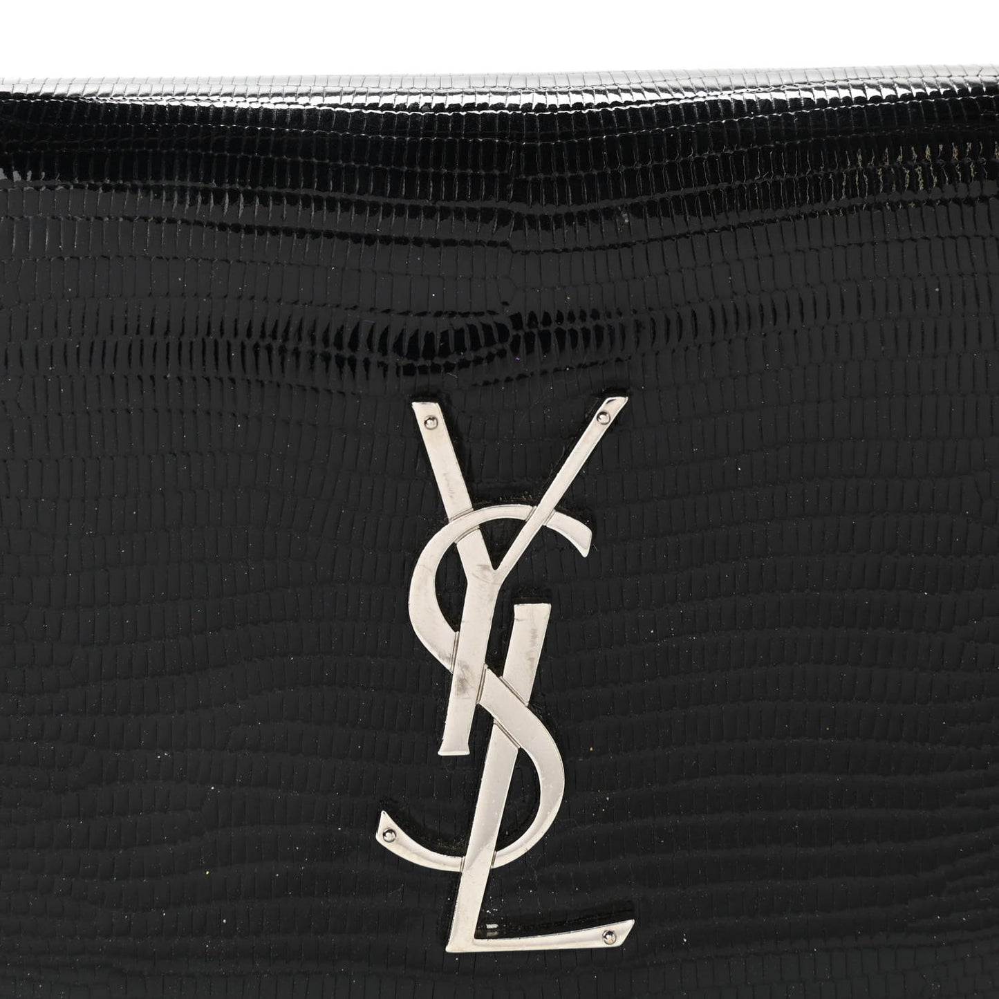 Calfskin Lizard Embossed Monogram Sunset Chain Wallet Black