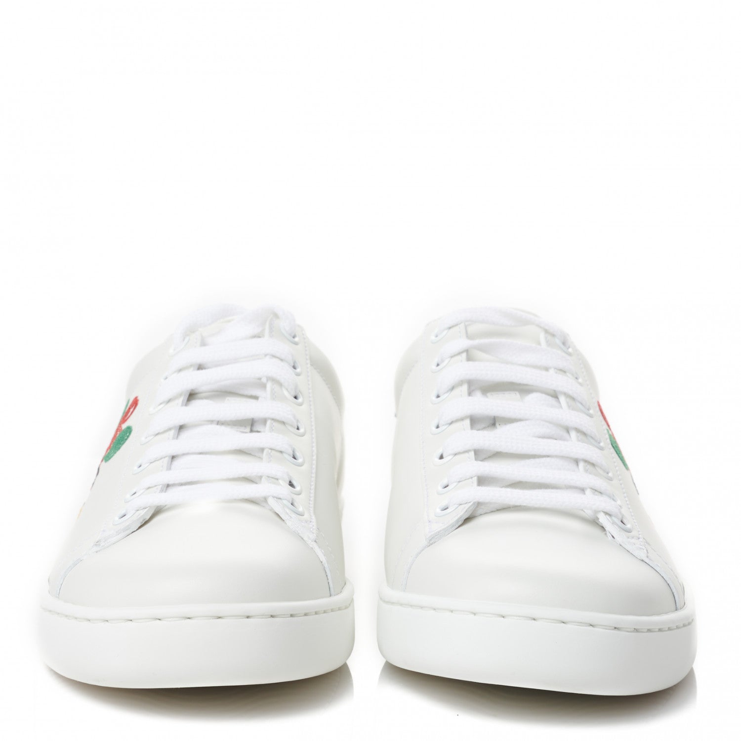 Gucci Calfskin Miro Soft Tennis Embroidered Womens Ace Sneakers 38.5 White Rio Blue 2 of 9
