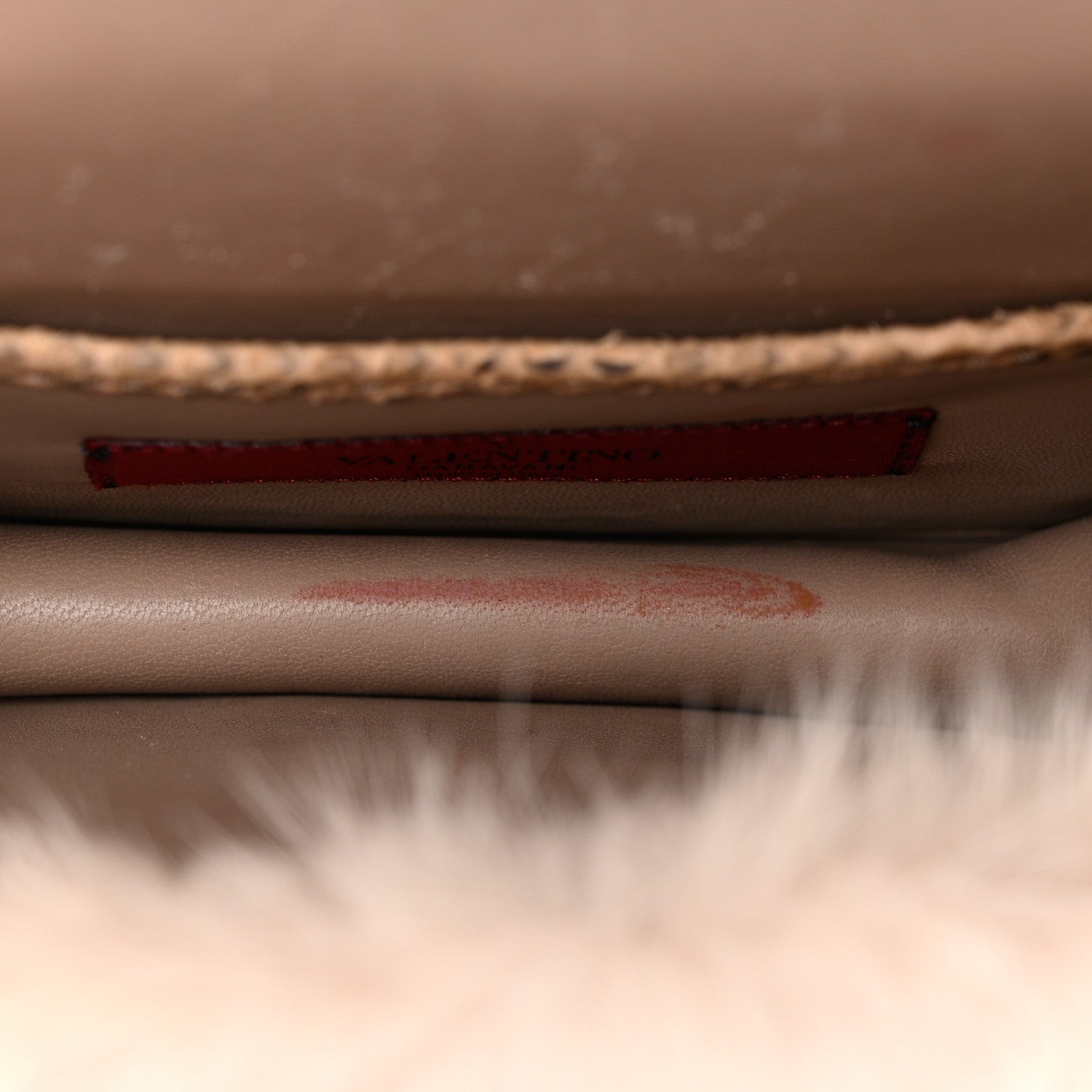 Valentino Garavani Mink Fur Snakesin Small Glam Lock Rockstud Flap Grey 6 of 13