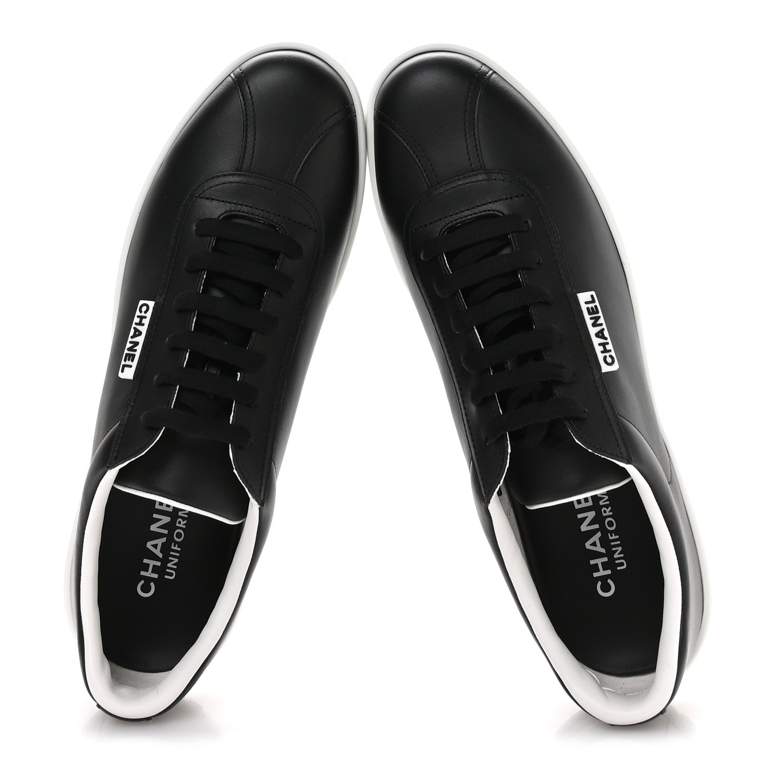 Chanel Calfskin CC Mens Uniform Sneakers 43 Black 2 of 8