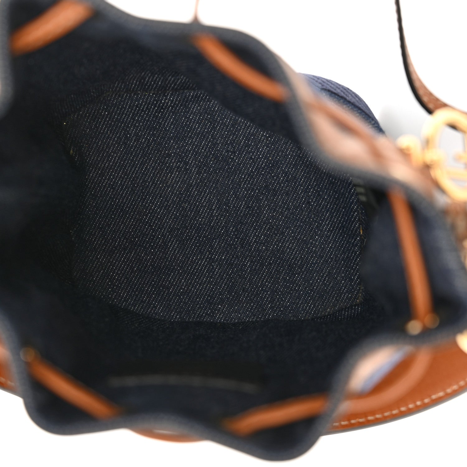 Fendi Denim Vitello King F is Fendi FF Embroidered Mini Mon Tresor Bucket Bag Blue Cuoio 5 of 10