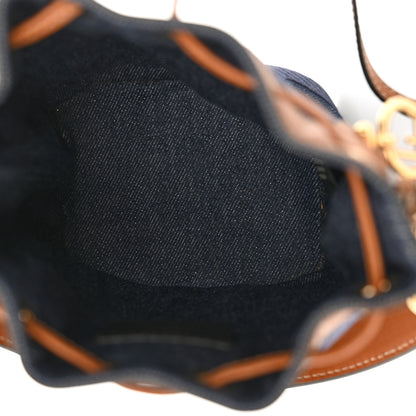 Fendi Denim Vitello King F is Fendi FF Embroidered Mini Mon Tresor Bucket Bag Blue Cuoio 5 of 10