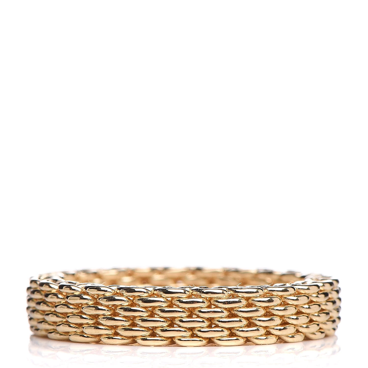 Tiffany 18K Yellow Gold Narrow Somerset Mesh Ring 49 4.75 1 of 5