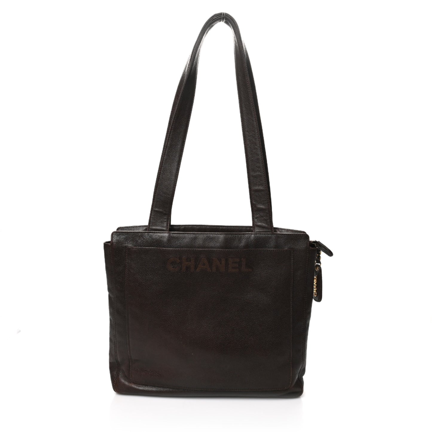 Caviar Logo Shopping Tote Dark Brown
