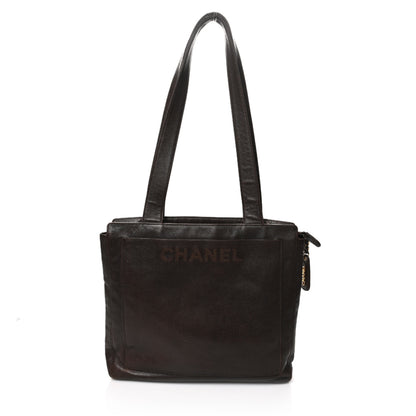 Chanel Caviar Logo Shopping Tote Dark Brown 1 of 9