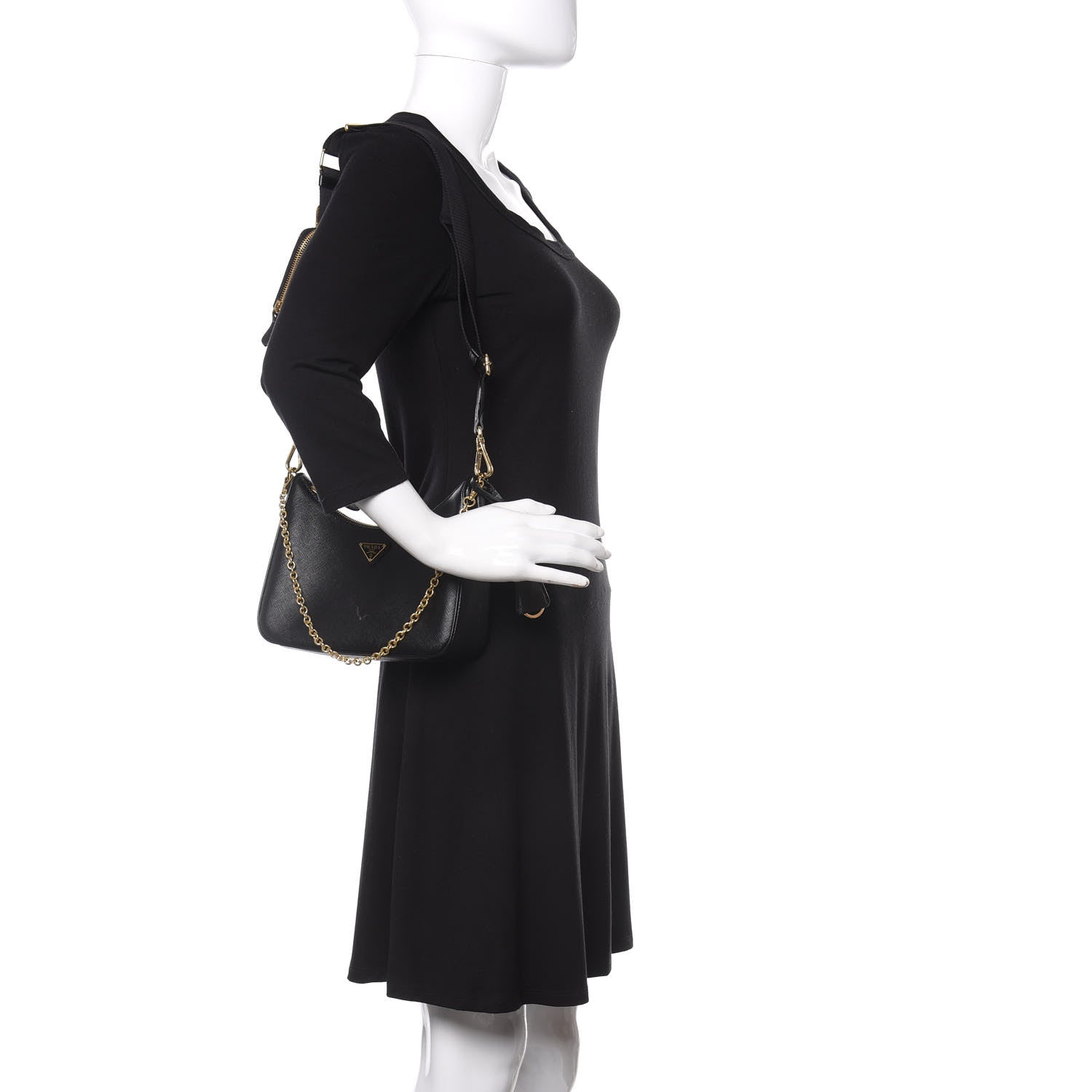Prada Saffiano Lux Re-Edition 2005 Shoulder Bag Black 2 of 10