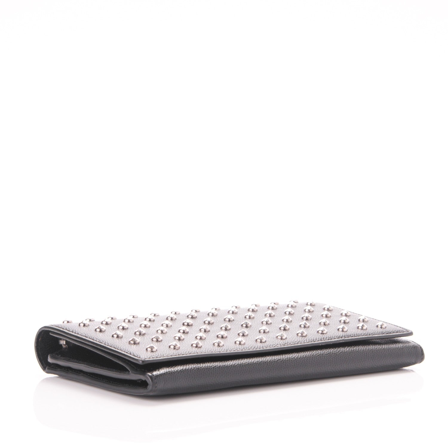 Saint Laurent Grain De Poudre Studded Classic Marquage Flap Wallet Black 4 of 8