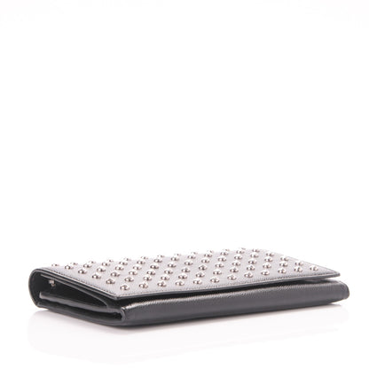 Saint Laurent Grain De Poudre Studded Classic Marquage Flap Wallet Black 4 of 8