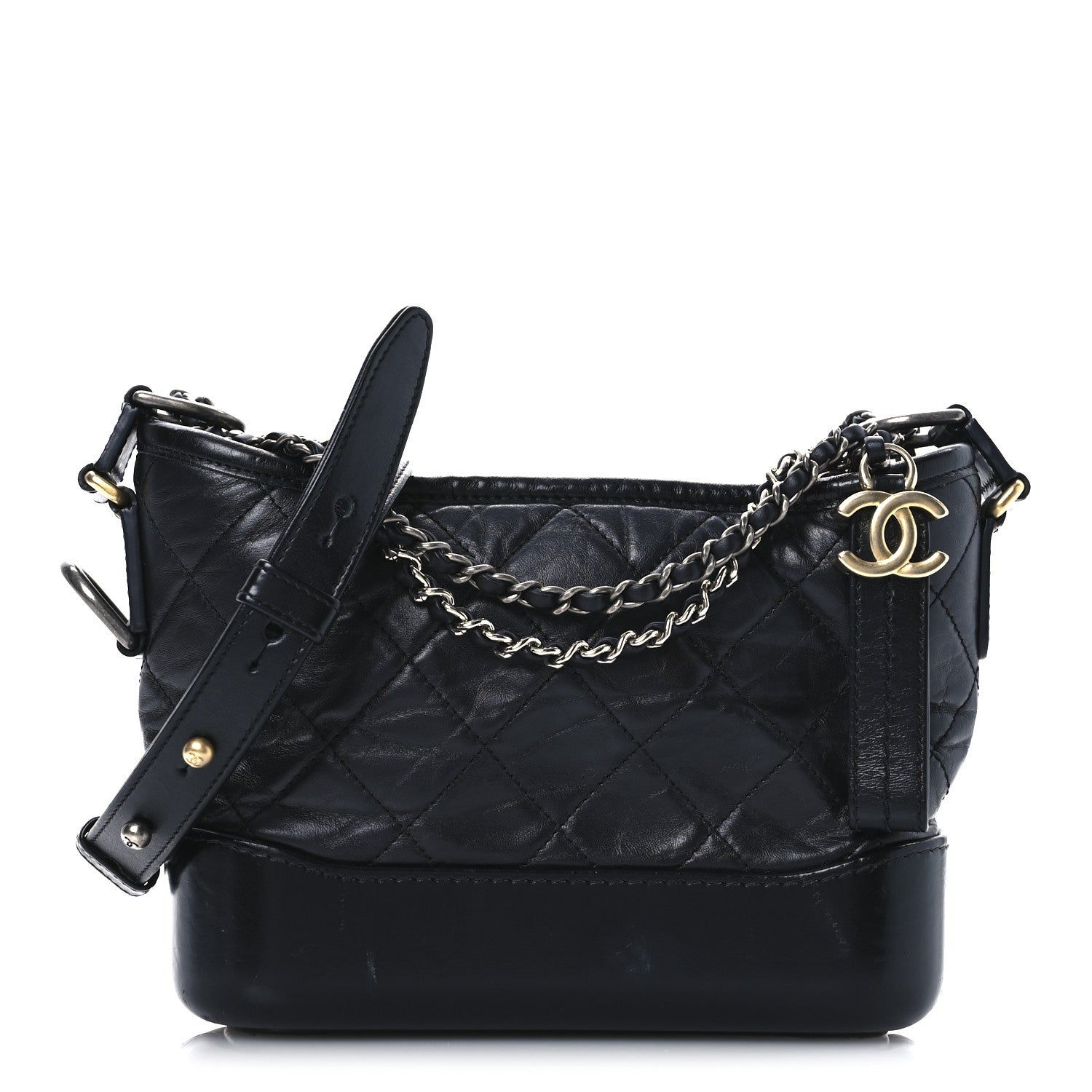 Chanel Aged Calfskin Quilted Small Gabrielle Hobo Black 1 of 12