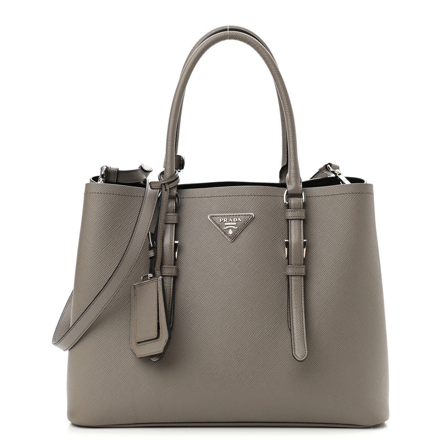 Prada Saffiano Cuir Small Double Handle Tote Argilla 1 of 15