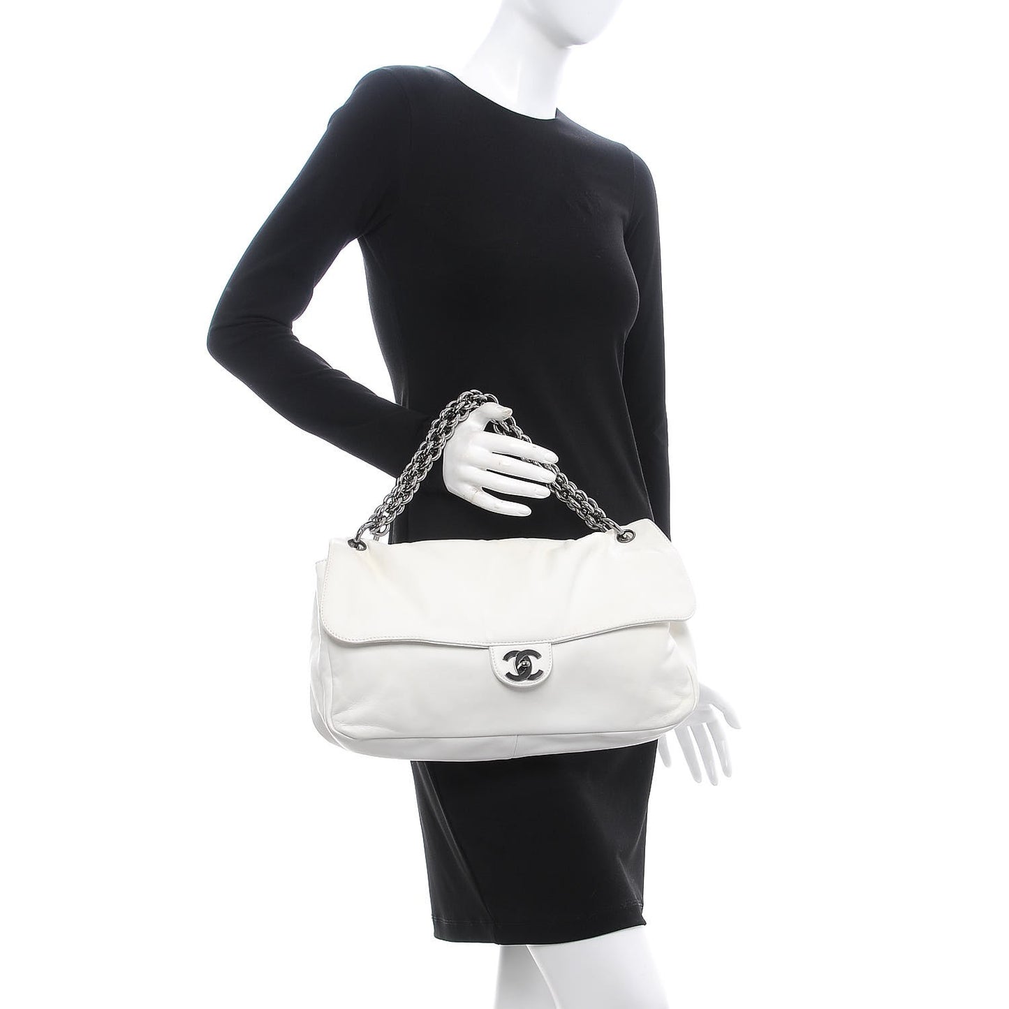 Lambskin Large Soft and Chain Flap White