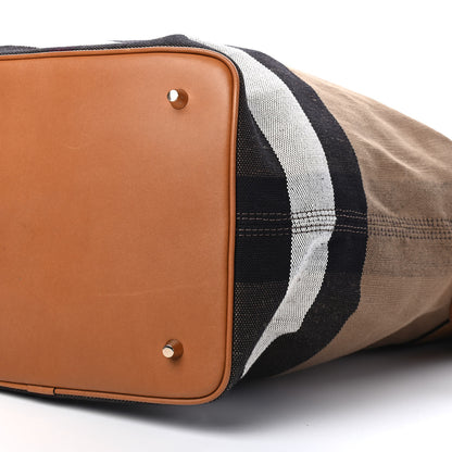 Burberry Grainy Calfskin Canvas Mega Check Medium Ashby Tassel Hobo Saddle Brown 8 of 9