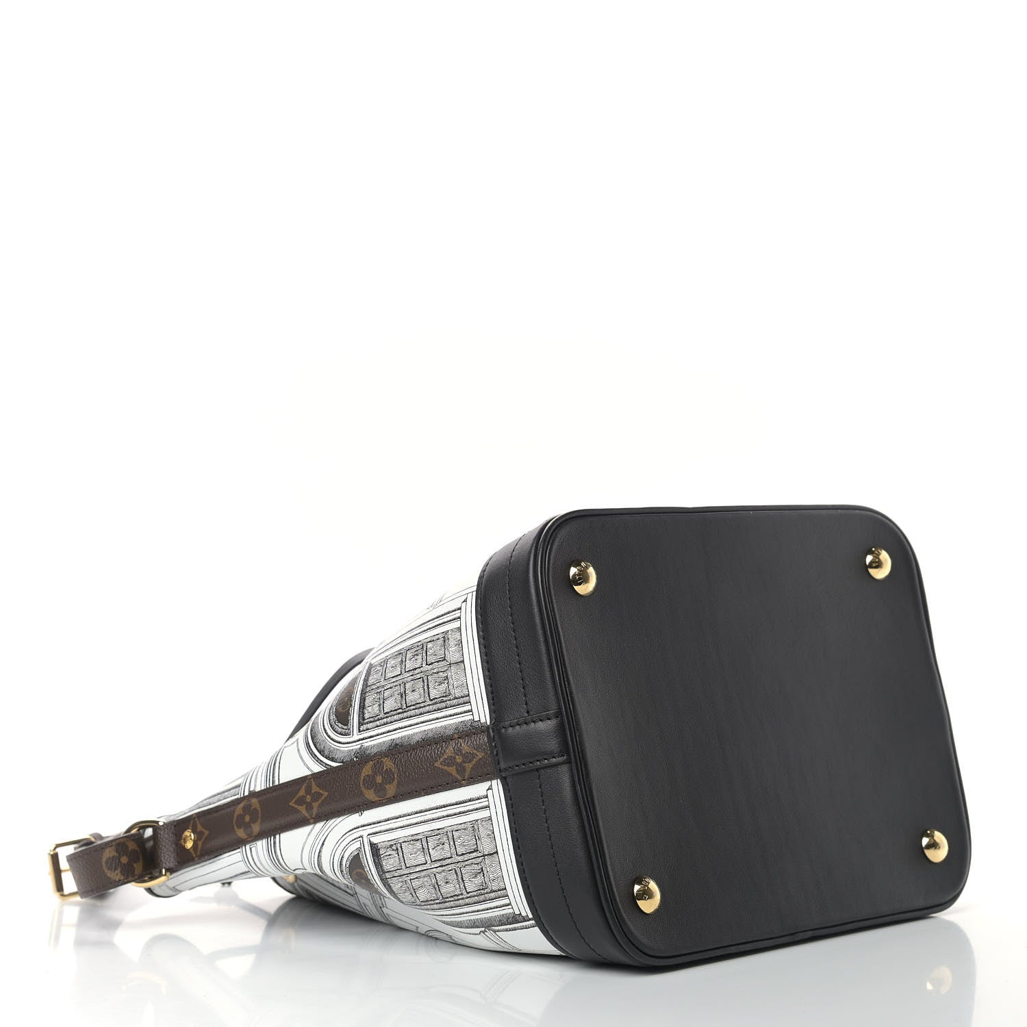 Louis Vuitton X FORNASETTI Calfskin Architettura Noe MM Black White 4 of 9