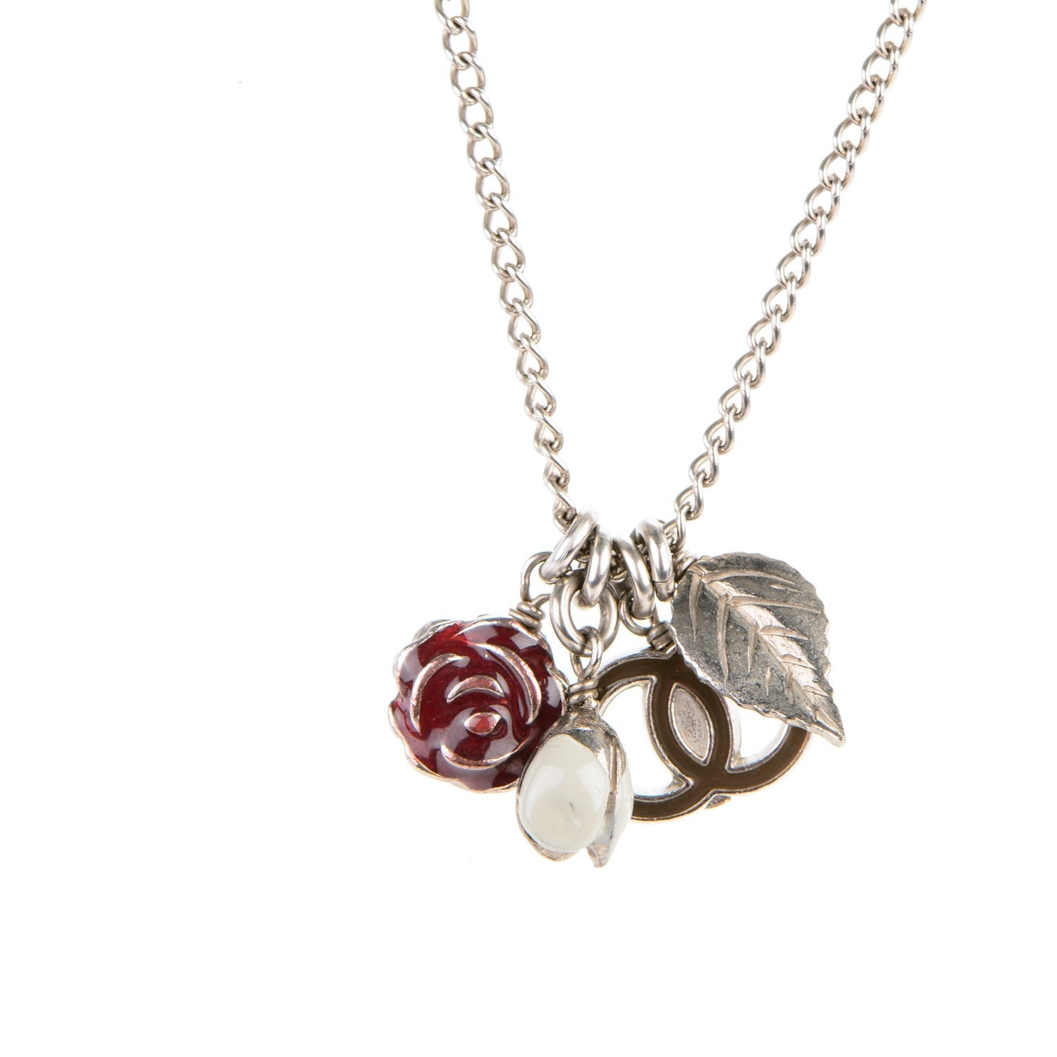 Chanel Enamel CC Charm Necklace Silver 3 of 5