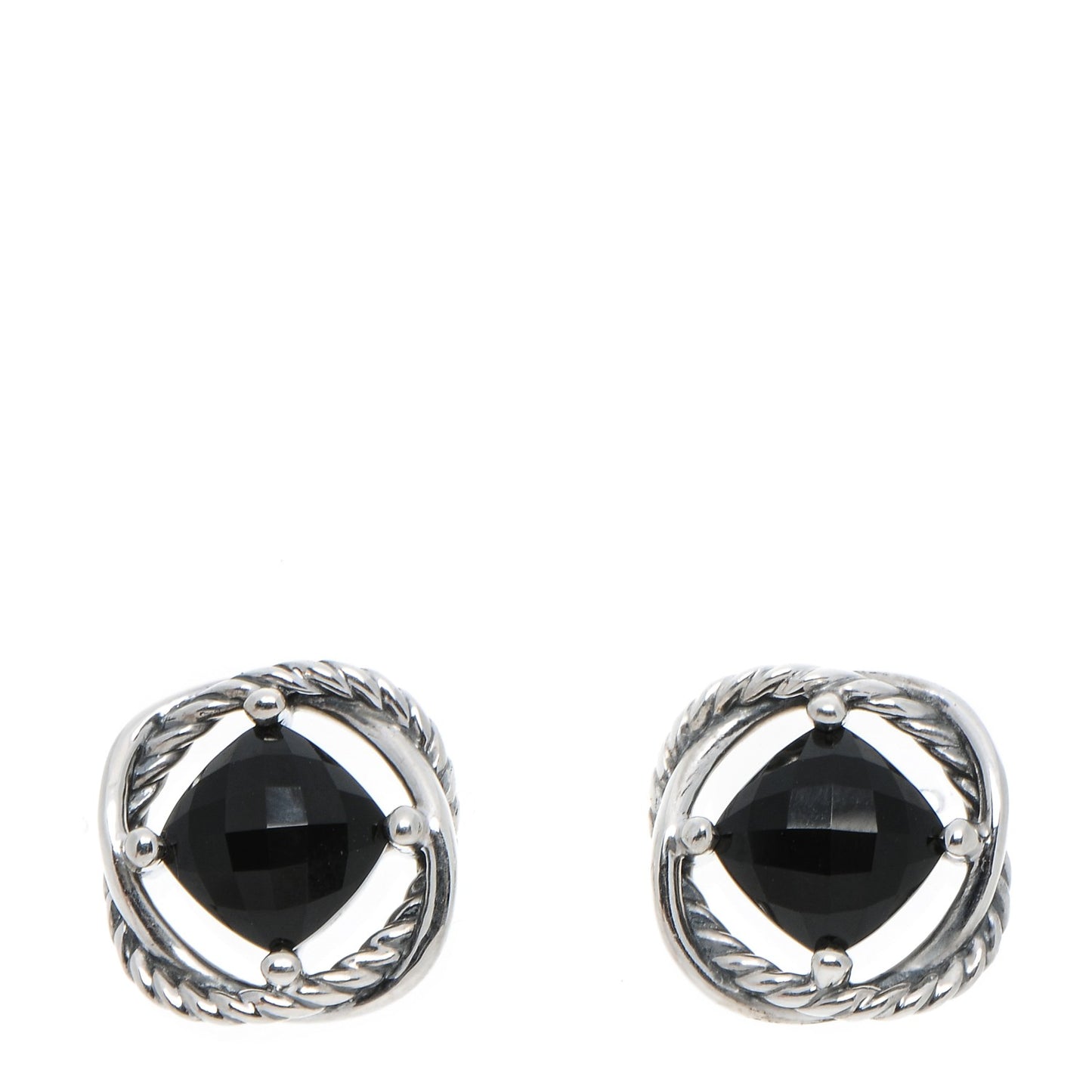 Sterling Silver Black Onyx 7mm Infinity Earrings