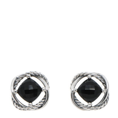 David Yurman Sterling Silver Black Onyx 7mm Infinity Earrings 1 of 4