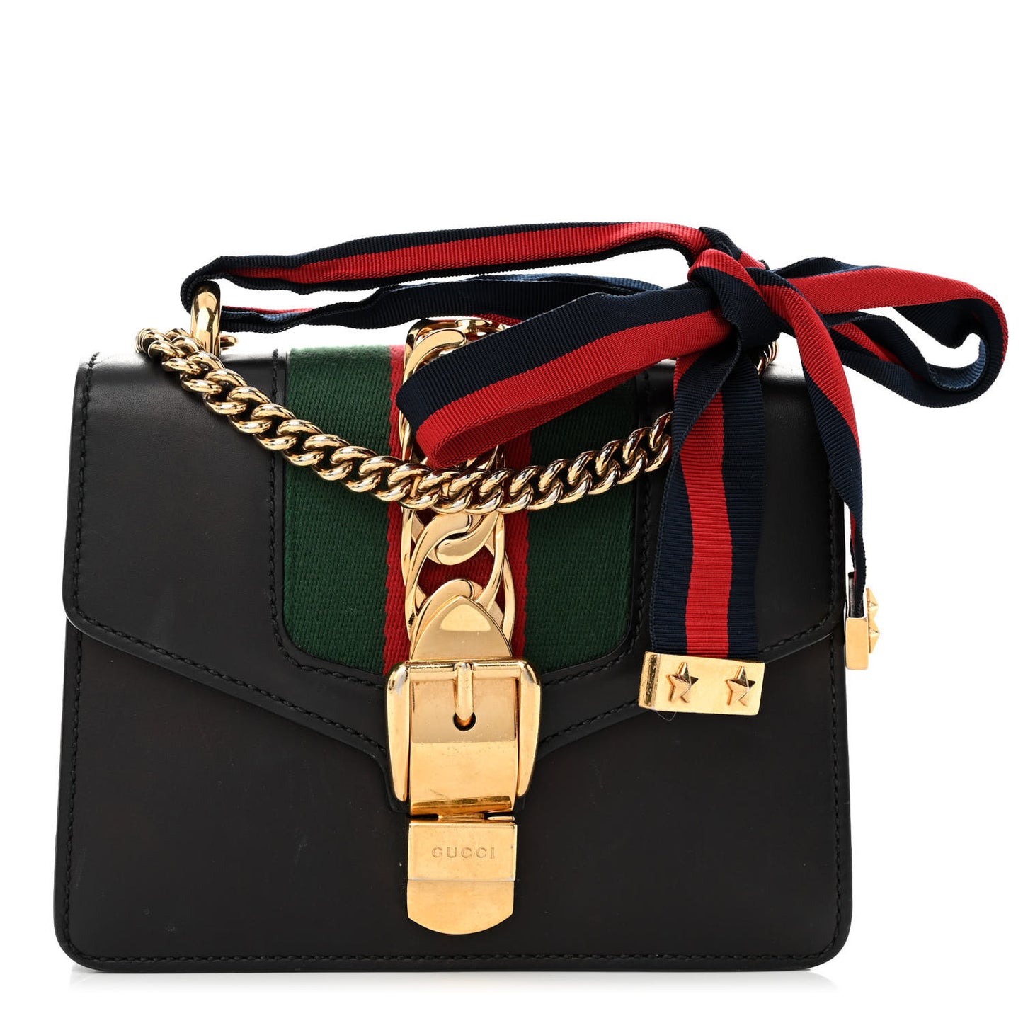Calfskin Mini Sylvie Chain Shoulder Bag Black