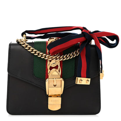 Gucci Calfskin Mini Sylvie Chain Shoulder Bag Black 1 of 16