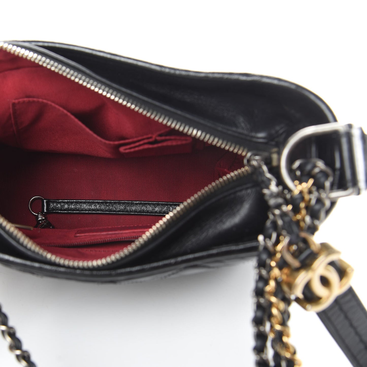 Aged Calfskin Quilted Small Gabrielle Hobo Black