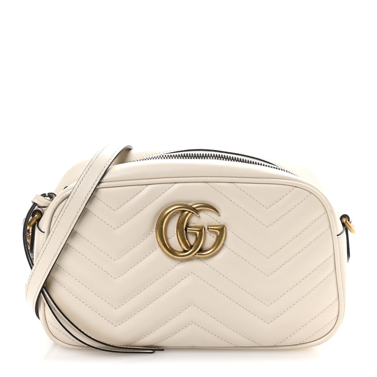 Calfskin Matelasse Small GG Marmont Chain Shoulder Bag White