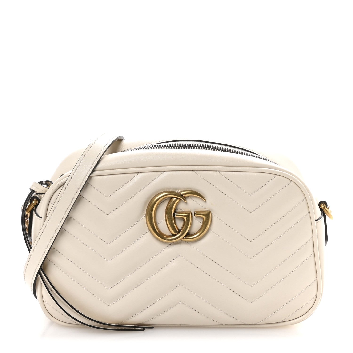 Gucci Calfskin Matelasse Small GG Marmont Chain Shoulder Bag White 1 of 10