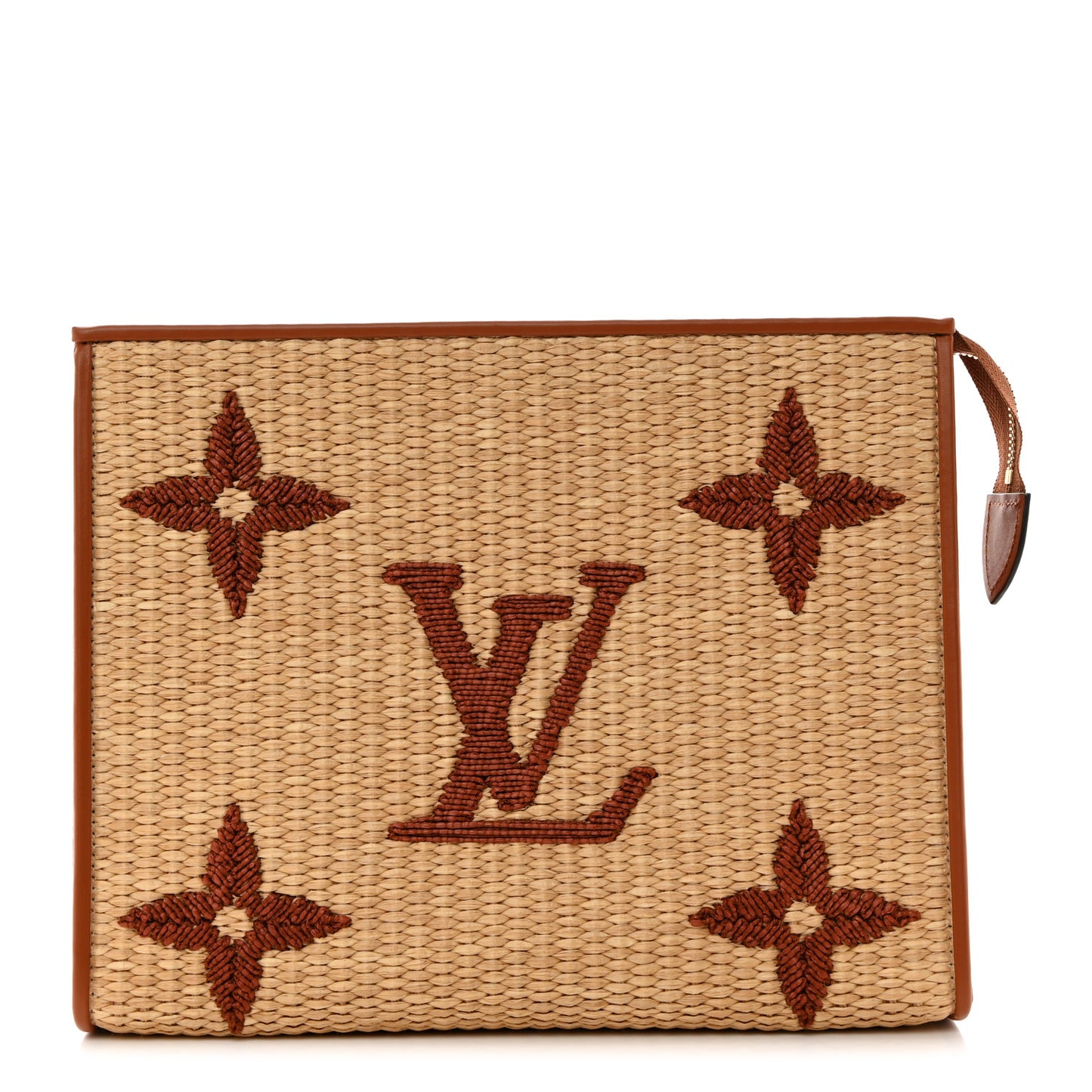 Raffia Monogram Giant Toiletry Pouch 26 Tan