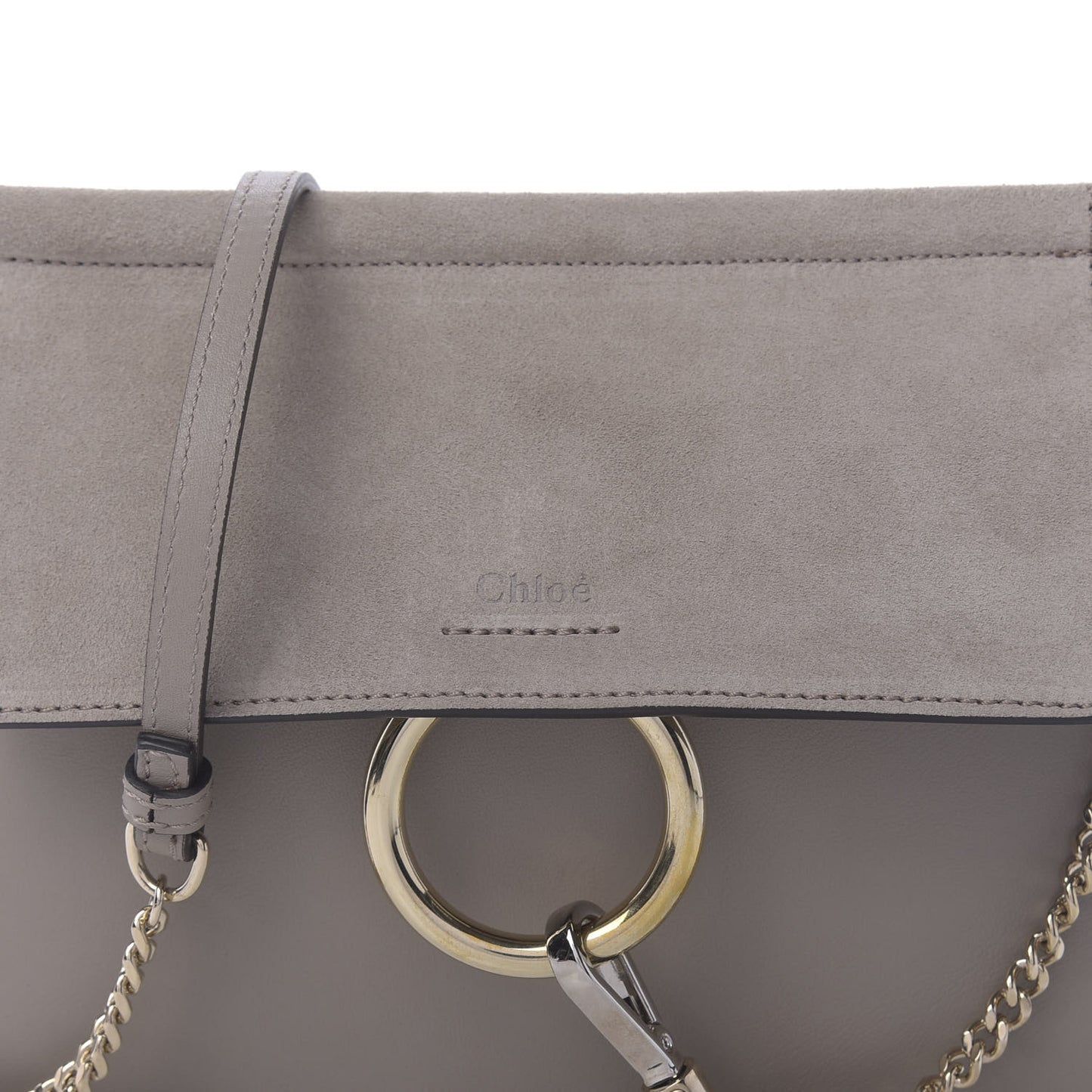 Calfskin Suede Mini Chain Faye Shoulder Bag Motty Grey