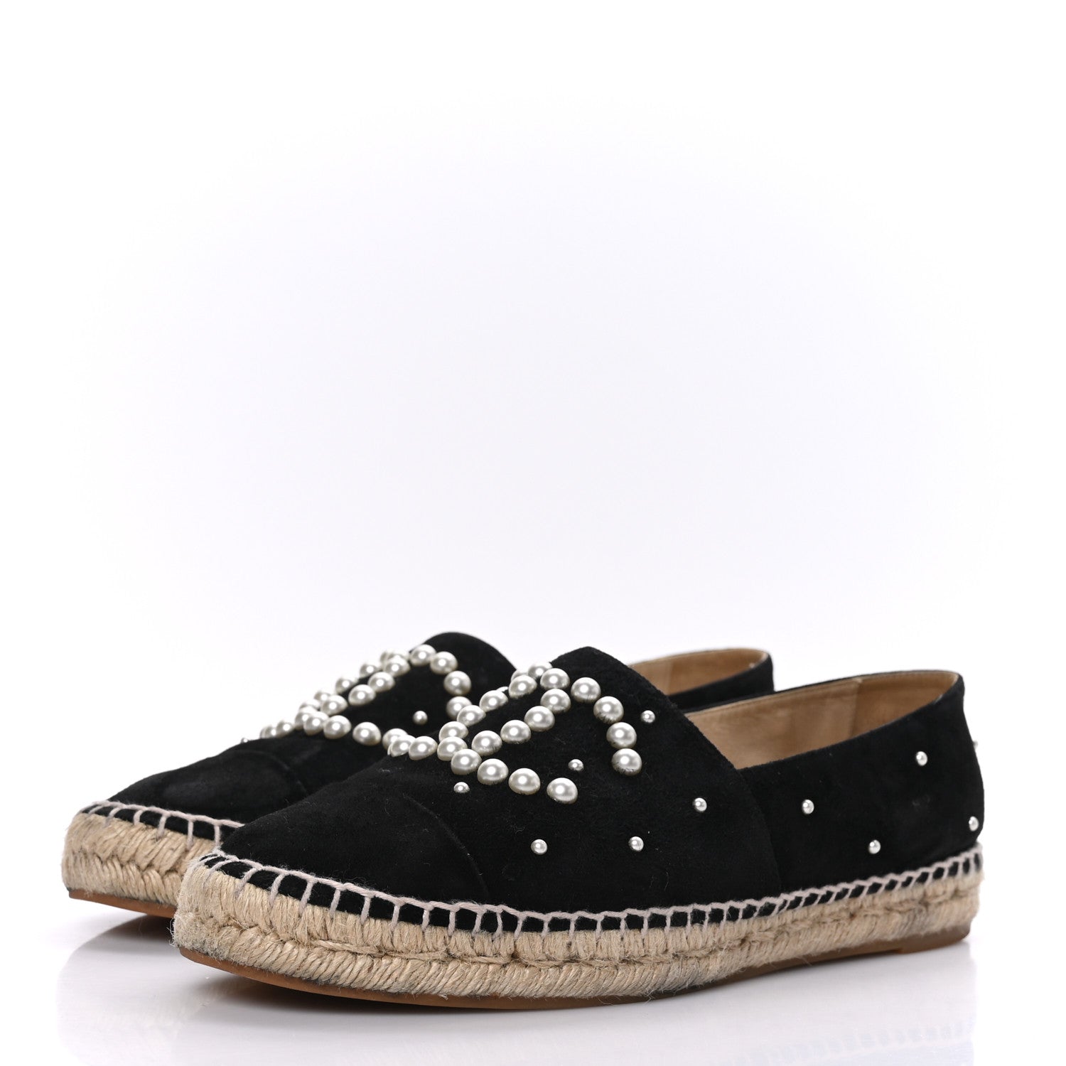 Chanel Suede Pearl CC Espadrilles 39 Black 3 of 8