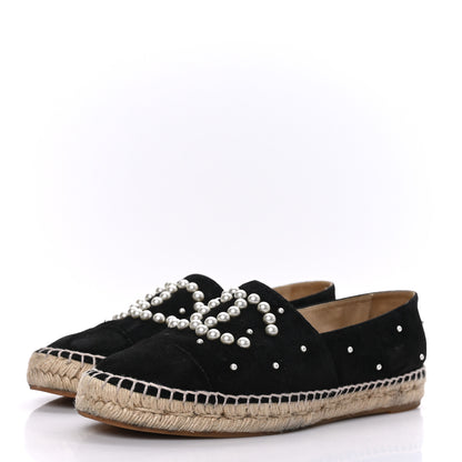 Chanel Suede Pearl CC Espadrilles 39 Black 3 of 8
