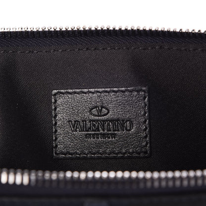 Valentino Garavani Canvas Leather Applique Camustars Zip Wristlet Pouch Blue 6 of 7
