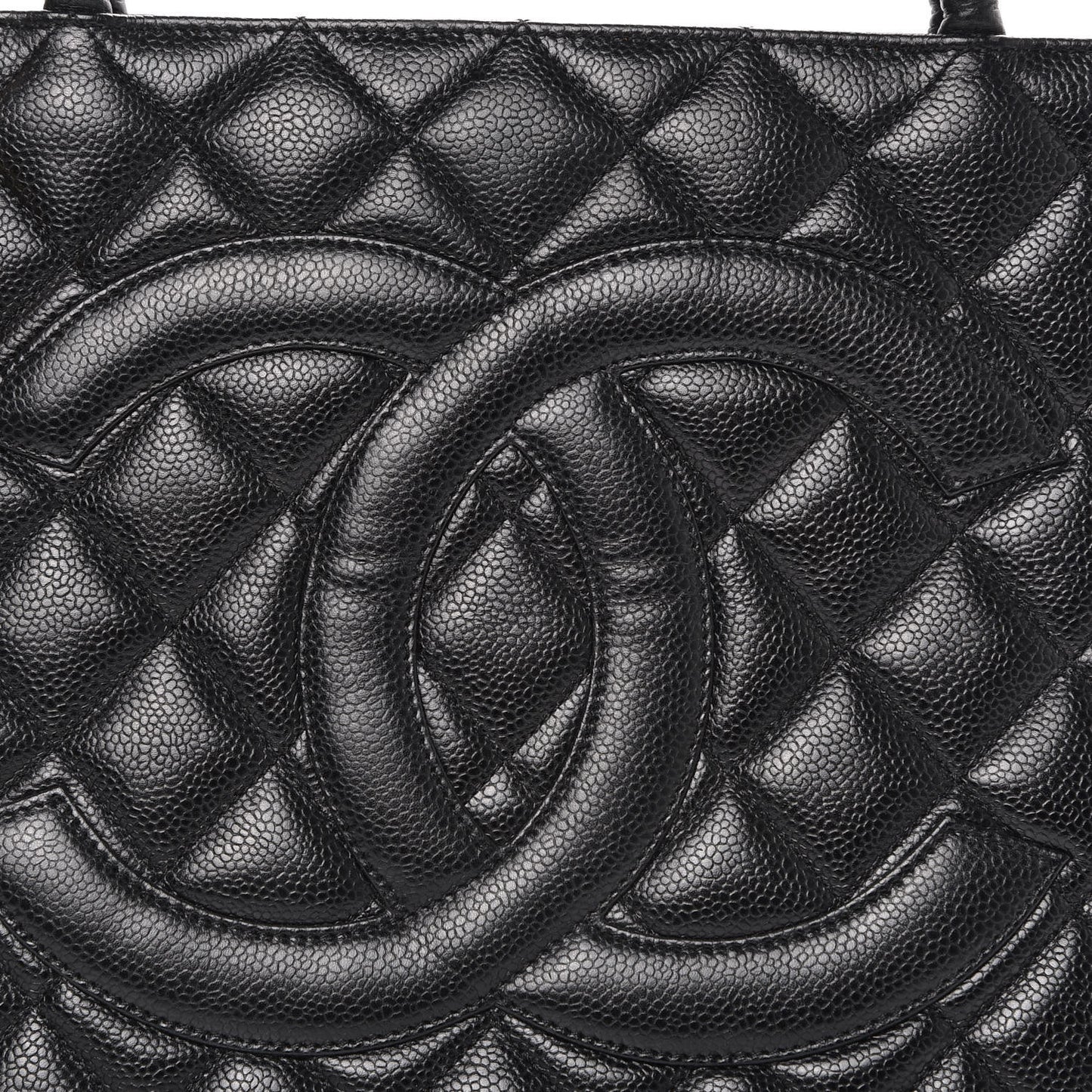 Caviar Quilted Medallion Tote Black