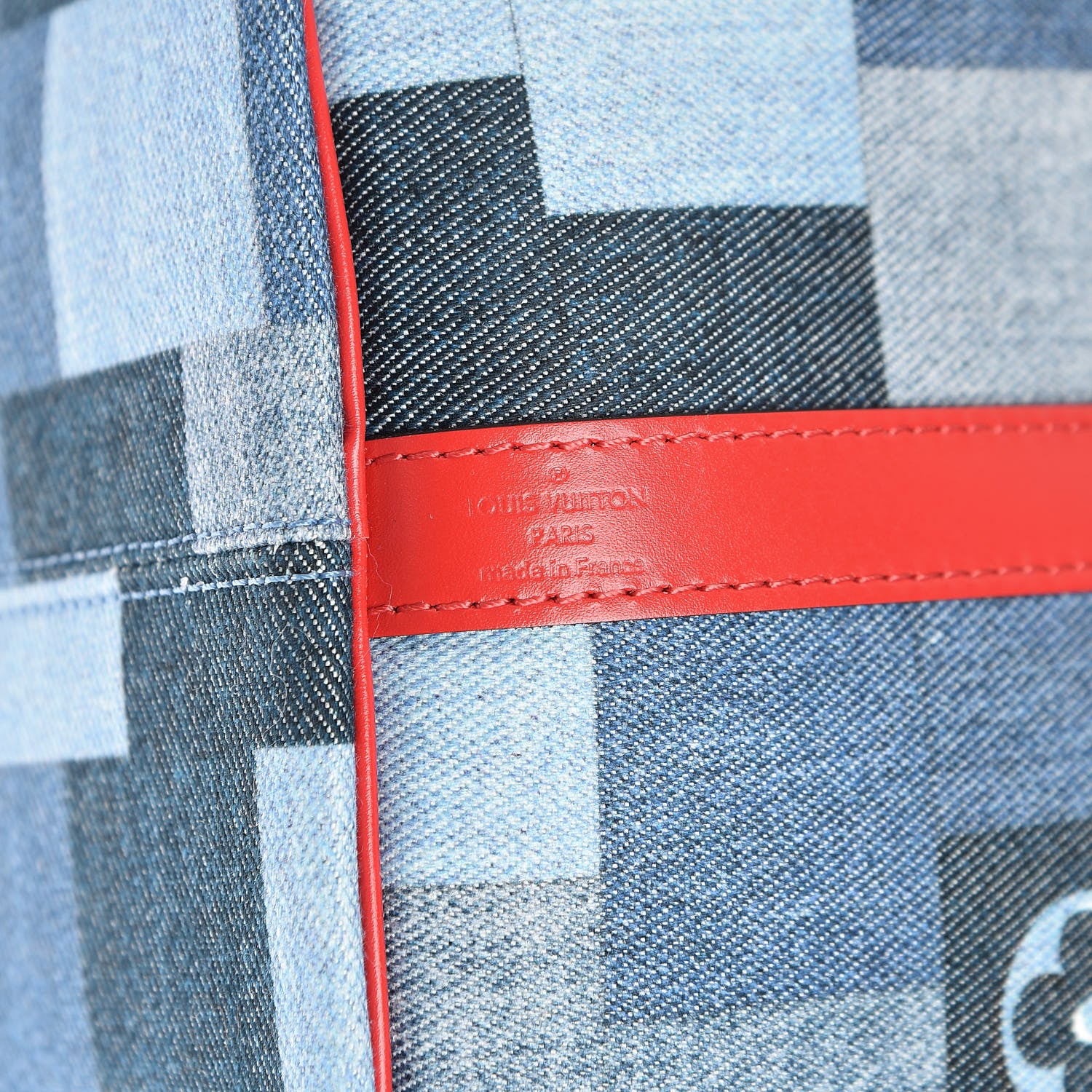 Louis Vuitton Denim Damier Monogram Patchwork Speedy Bandouliere 30 Blue Rouge 7 of 12
