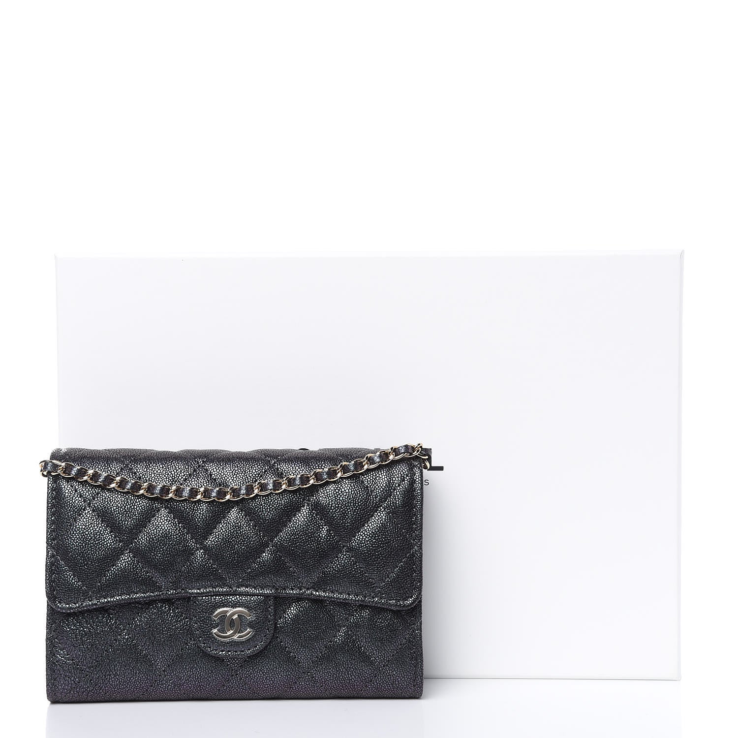 Chanel Iridescent Caviar Quilted Classic Clutch With Chain Black 11 of 11