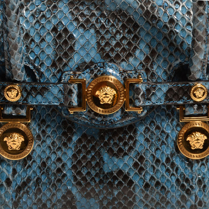 Versace Watersnake Embossed Small Signature Tote Saphire Gold 8 of 8