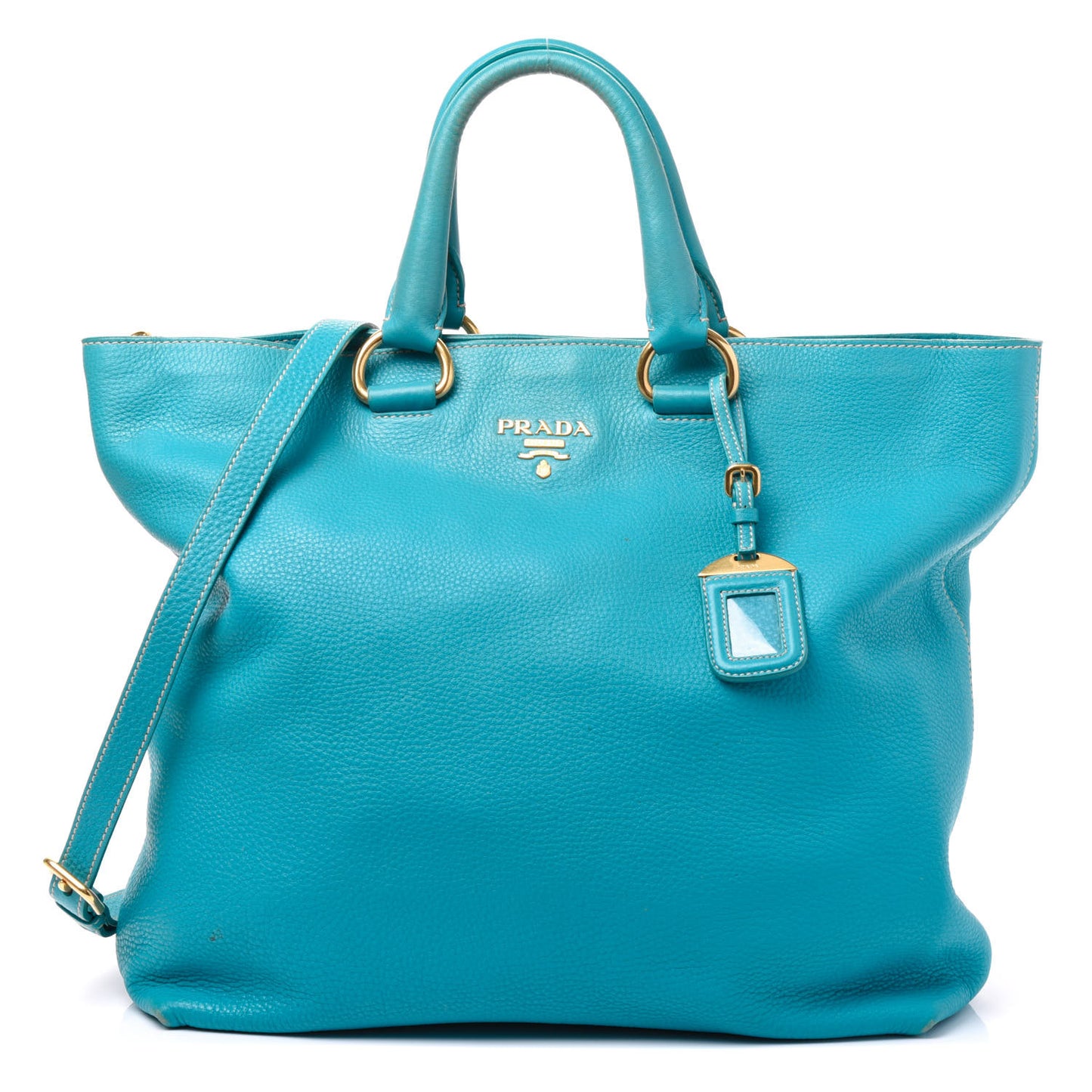Vitello Daino Shopping Tote Turchese