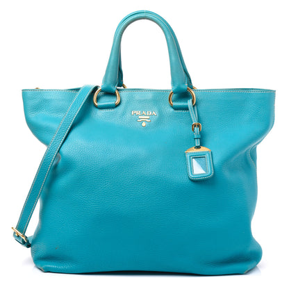 Prada Vitello Daino Shopping Tote Turchese 1 of 10