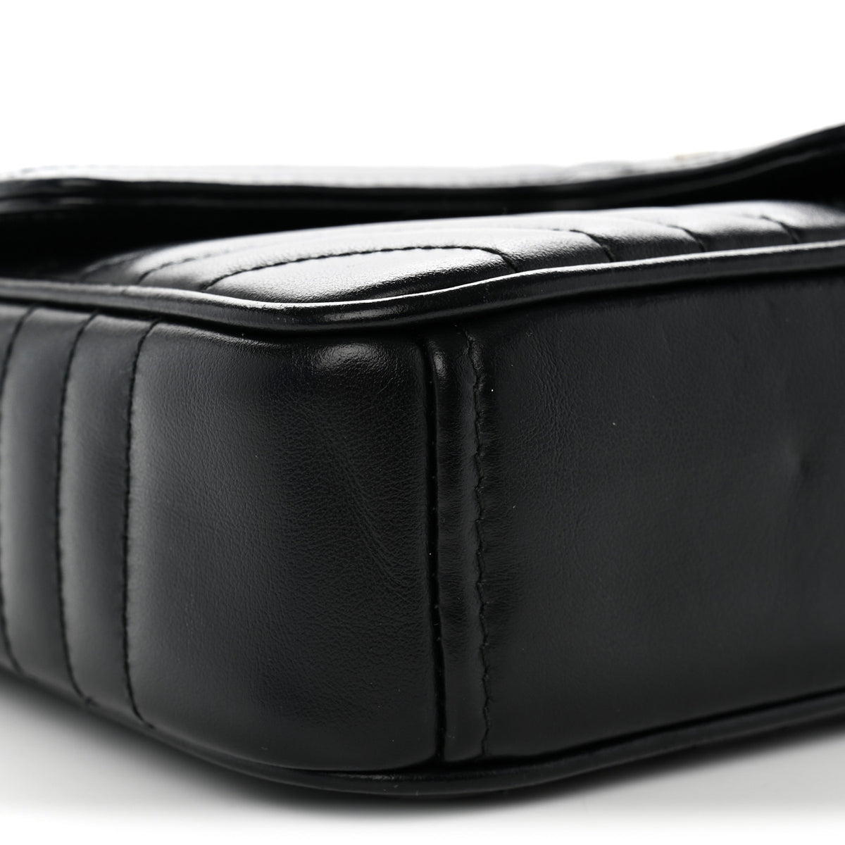 Soft Calfskin Impunture Diagramme Medium Chain Flap Shoulder Bag Black