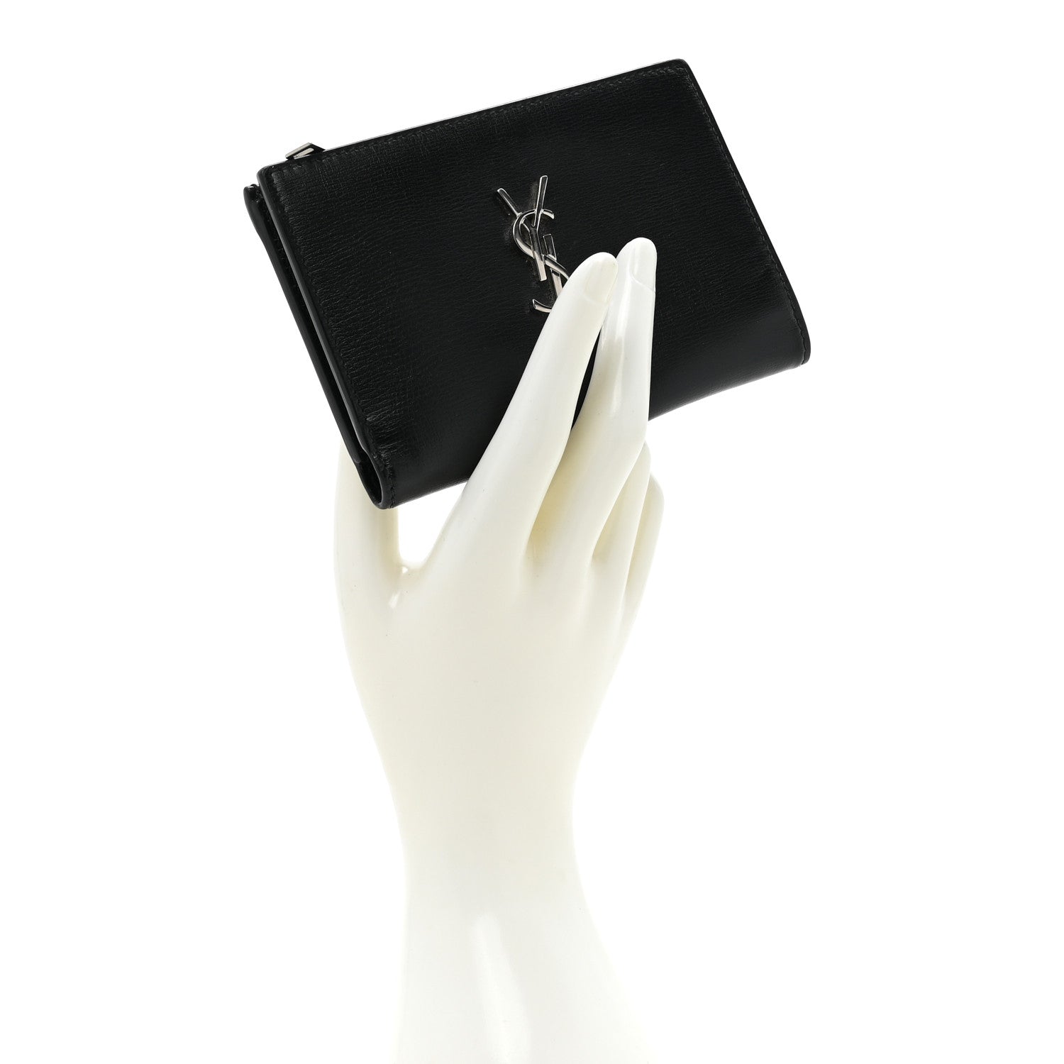 Saint Laurent Calfskin Monogram Bi Fold Zipped Wallet Black 2 of 12