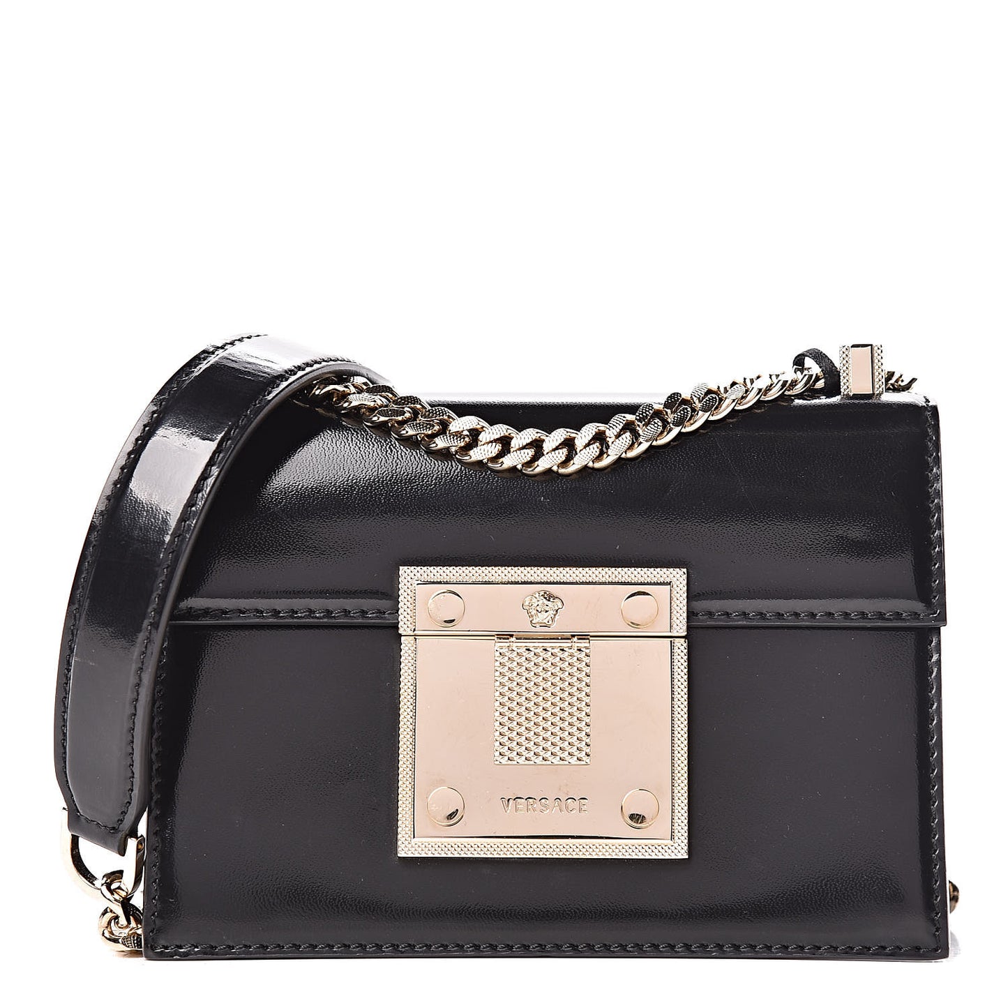 Patent Small Diamante Flap Black