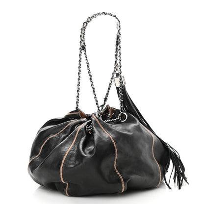 Chanel Lambskin Satin Reversible Sac Cordon Black 3 of 9