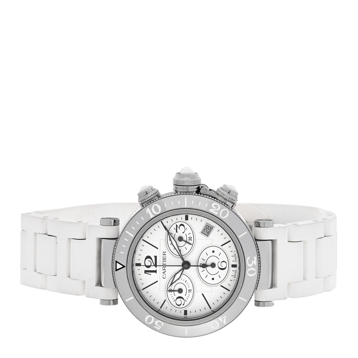 Cartier Stainless Steel Rubber 37mm Pasha C Chronograph Quartz Watch White 2 of 4