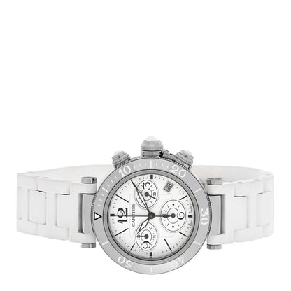Cartier Stainless Steel Rubber 37mm Pasha C Chronograph Quartz Watch White 2 of 4