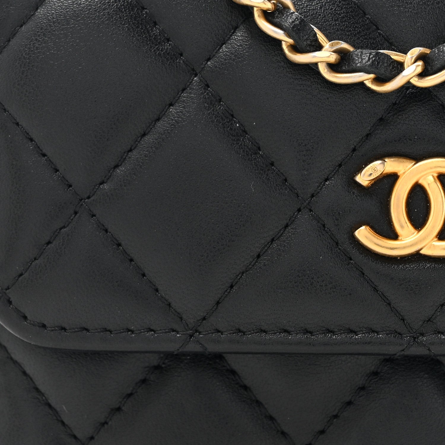 Chanel Lambskin Quilted Pearl Crush Clutch With Chain Black 9 of 11