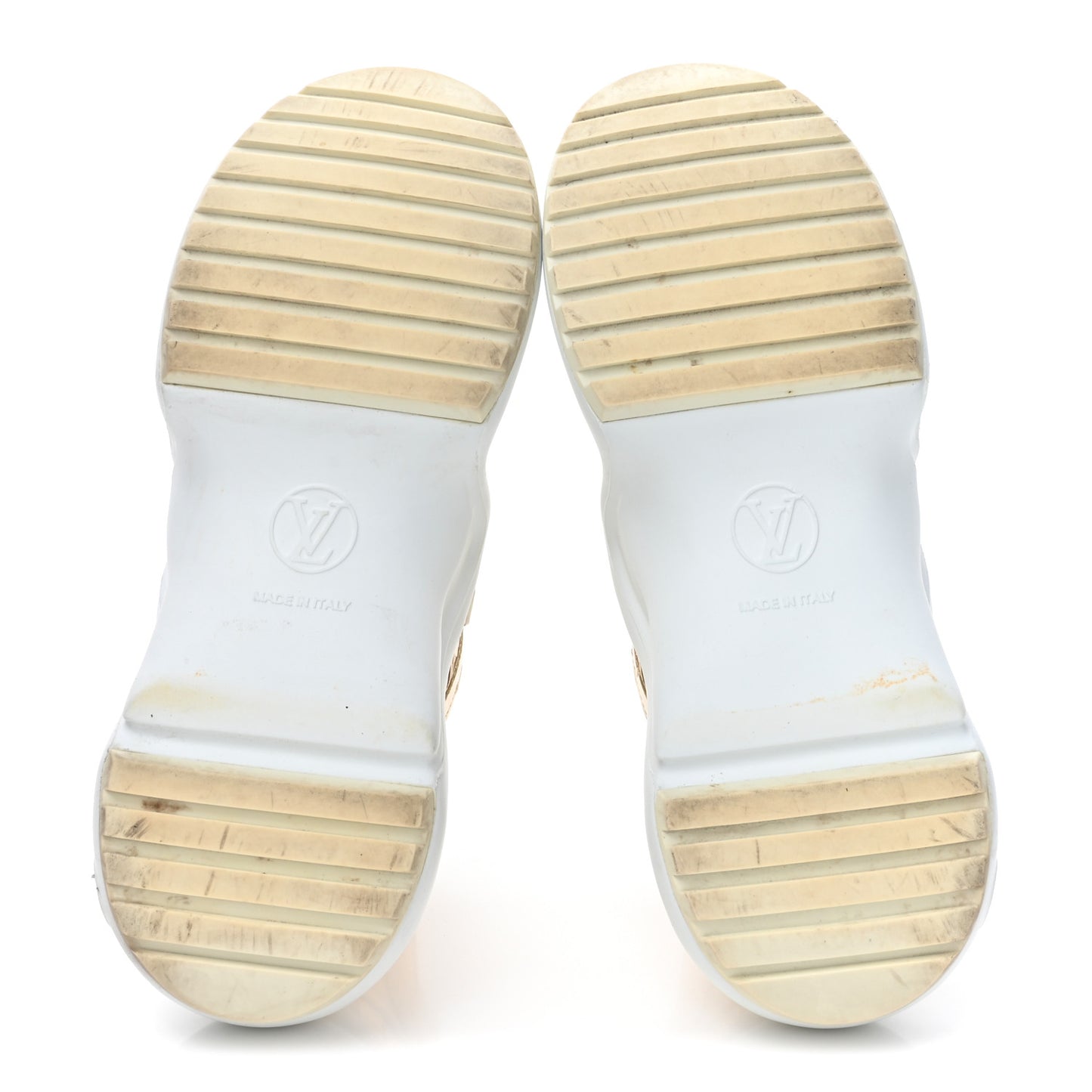 Metallic Calfskin Technical Nylon LV Archlight Sneakers 36 Gold White