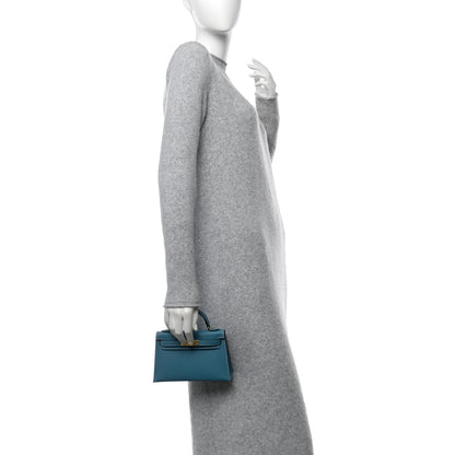 Hermes Epsom Mini Kelly Sellier 20 New Blue Jean 2 of 11