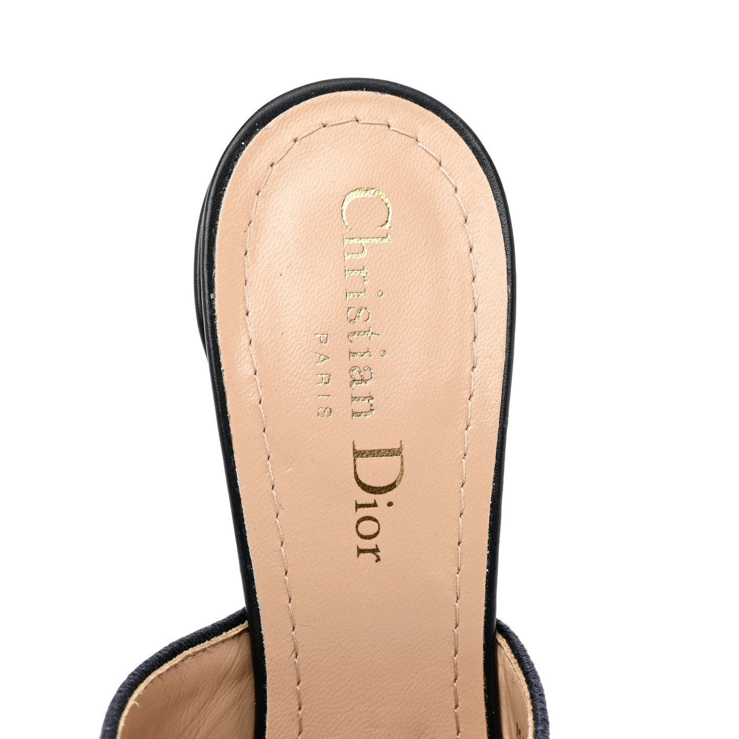 Cotton Embroidered Dway 85mm Slide Sandals 38 Deep Blue